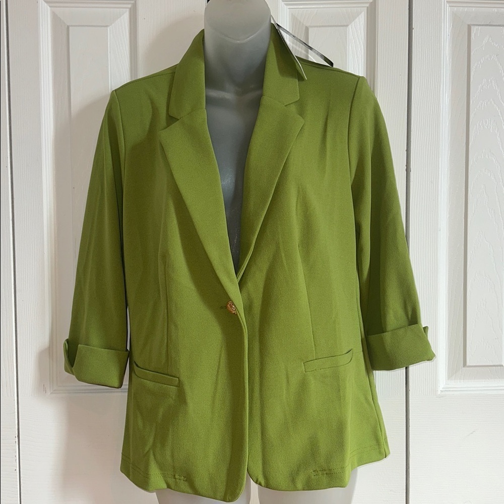 Soho Apparel Women’s Lime Green Chartreuse Blazer Jacket Small S NWT - Picture 1 of 8